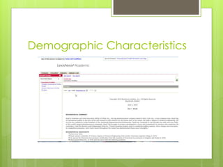 Demographic Characteristics
 