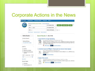 Corporate Actions in the News
 