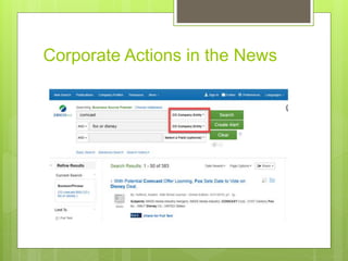 Corporate Actions in the News
 