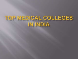 Top medical college lists in india