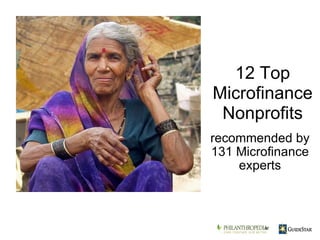 recommended by 131 Microfinance experts 12 Top Microfinance Nonprofits at 
