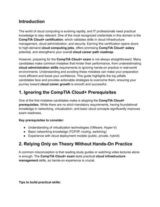 Top Mistakes to Avoid When Preparing for the CompTIA Cloud+ ...