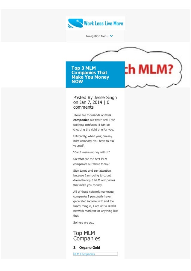 Best 3 MLM companies that make money in 2014