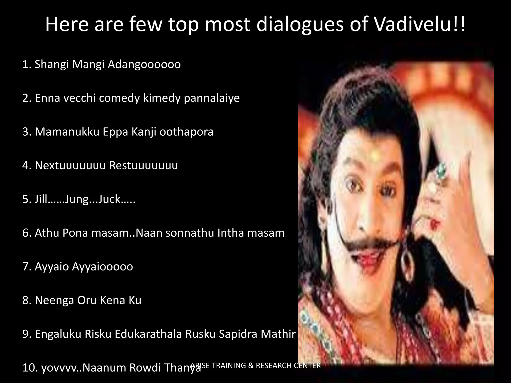 COMEDIAN Top Most Dialogues Of Vadivelu TAMILIAN TAMIL NADU INDIA 