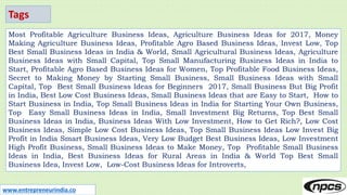 Top Most Profitable Agriculture Business Ideas in India | PPTX
