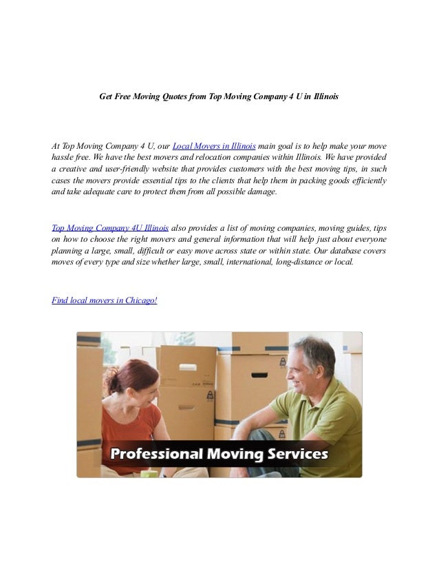 Get Free Moving Quotes from Top Moving Company 4 U in Illinois