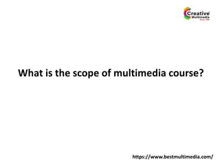 What is the scope of multimedia course?
https://www.bestmultimedia.com/
 