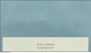 Marti et Nathalie
Les Ouvrages de Nat
1mercredi 25 septembre 13
 