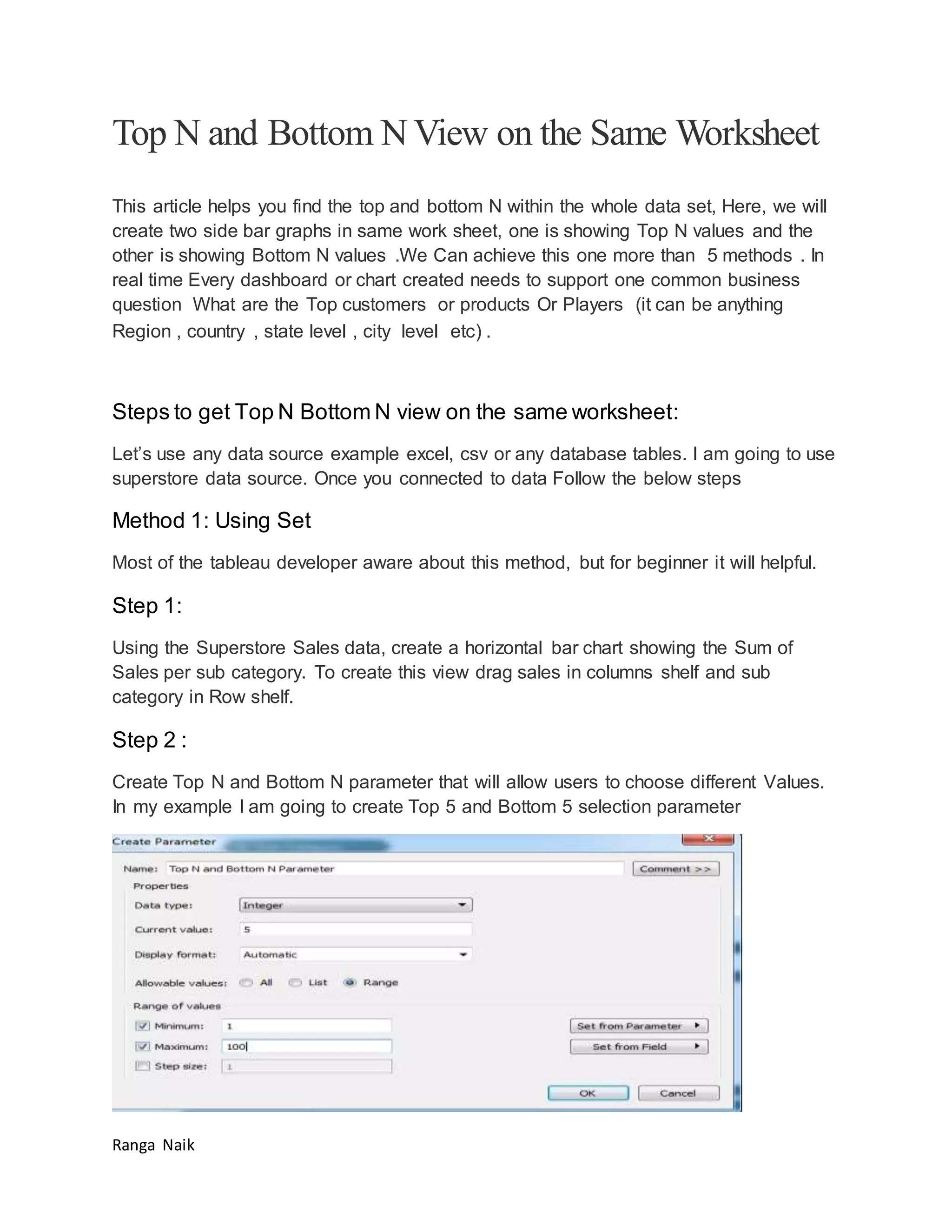 Top N and bottom N view on the same worksheet In Tableau PDF