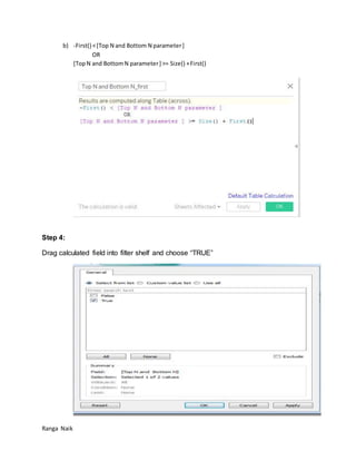 Top N and bottom N view on the same worksheet In Tableau