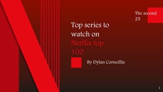 Top series to
watch on
Netflix top
100
By Dylan Corneillie
1
The second
25
 