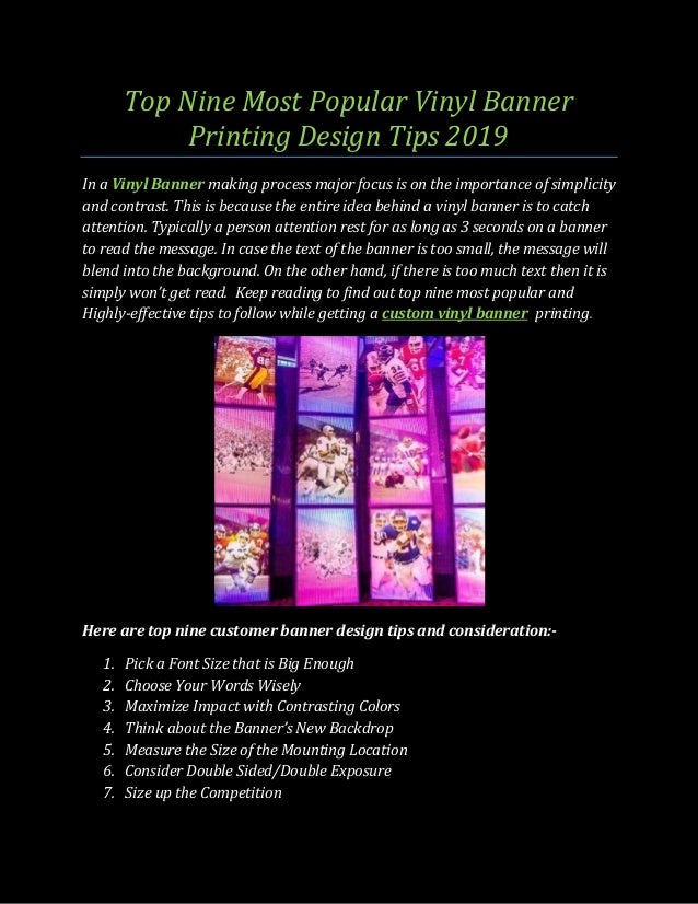Top Nine Most Popular Vinyl Banner Printing Design Tips 2019