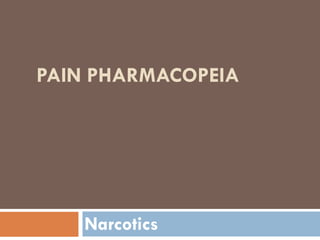 PAIN PHARMACOPEIA
Narcotics
 