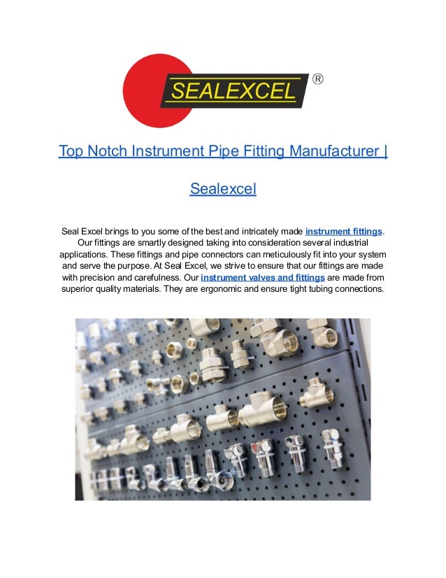 Top Notch Instrument Pipe Fitting Manufacturer Sealexcel