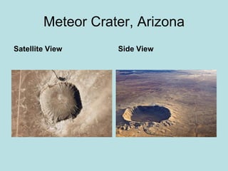 Meteor Crater, Arizona
Satellite View Side View
 