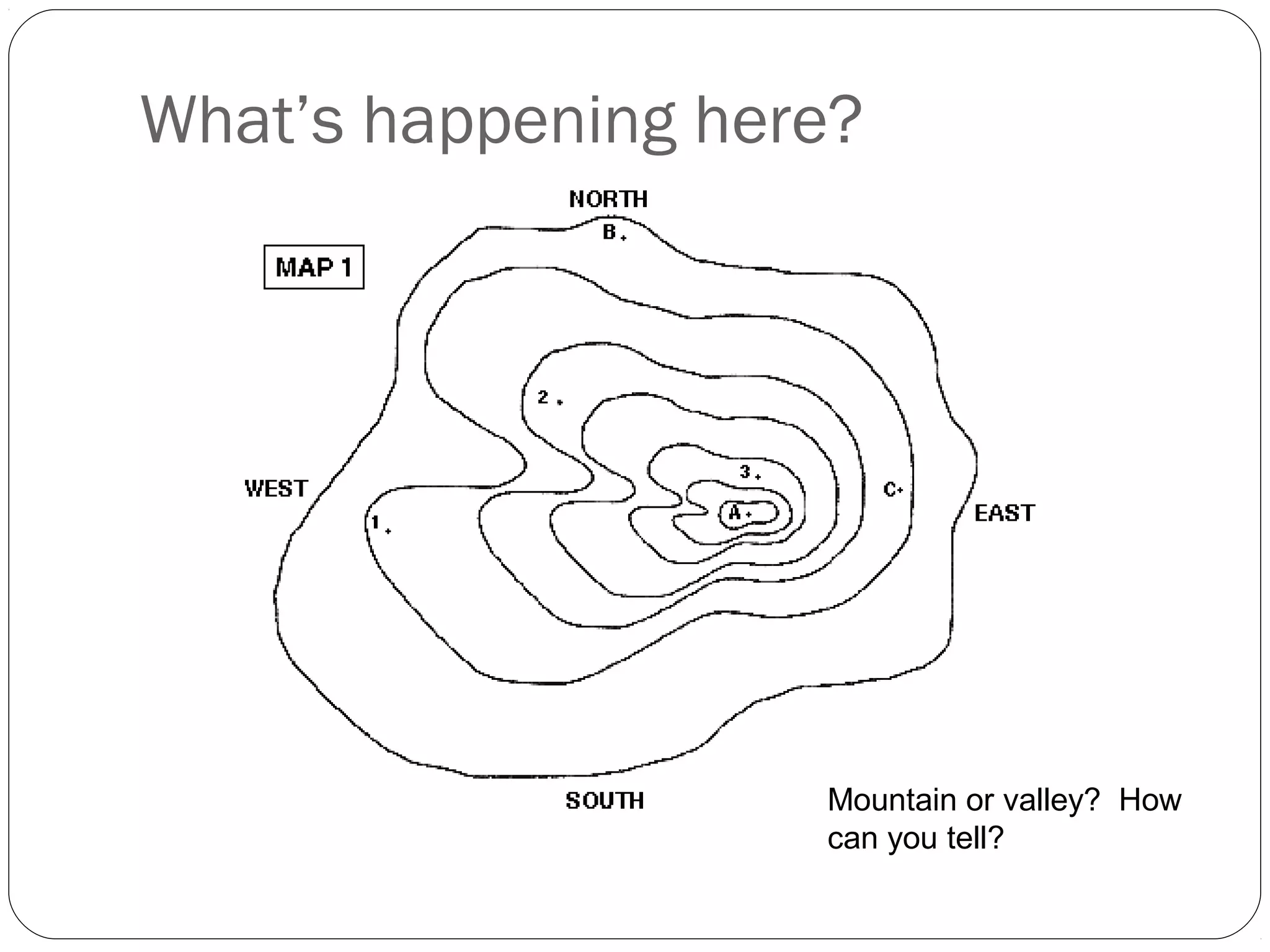What’s happening here?
Mountain or valley? How
can you tell?
 