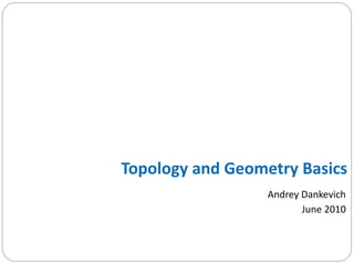 Topology and Geometry Basics
                  Andrey Dankevich
                         June 2010
 
