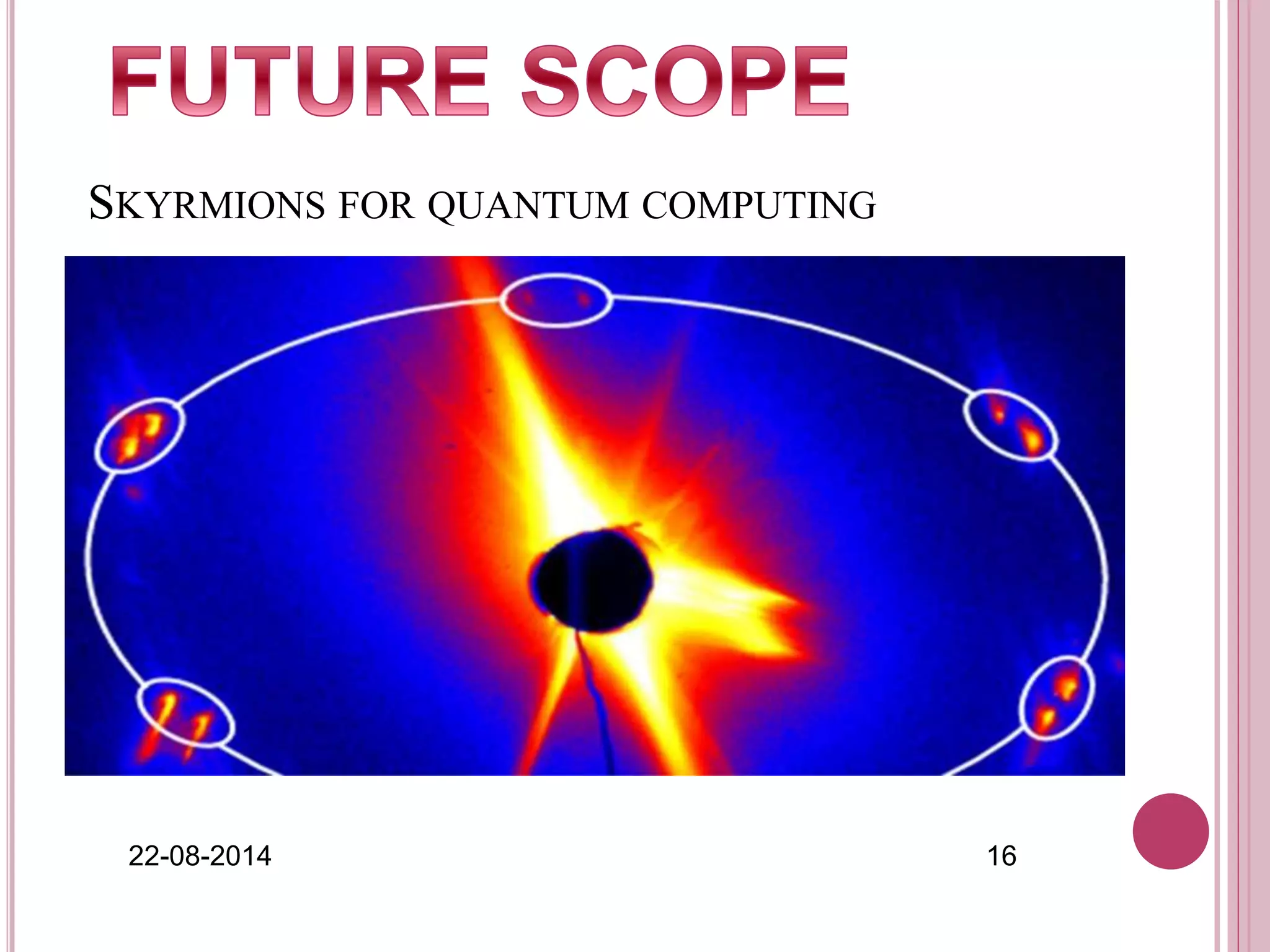 SKYRMIONS FOR QUANTUM COMPUTING
22-08-2014 16
 