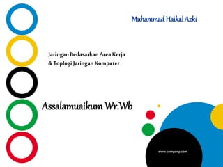 Company
LOGO
www.company.com
Muhammad Haikal Azki
JaringanBedasarkanArea Kerja
& Toplogi JaringanKomputer
Assalamuaikum Wr.Wb
 