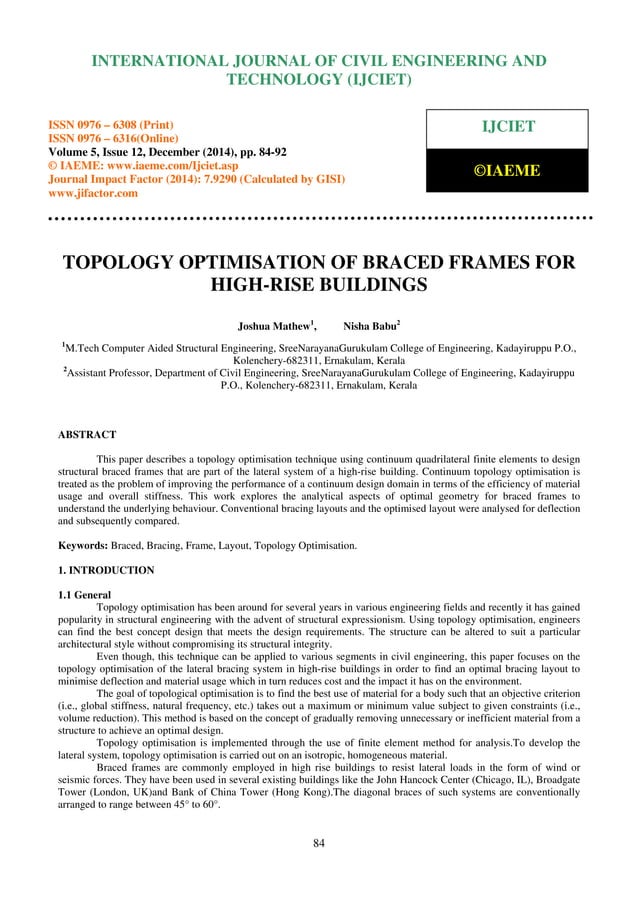 Topology optimisation of braced frames for high rise buildings PDF