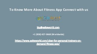 To Know More About Fitness App Connect with us
+1 (858) 427-0668 (Worldwide)
 