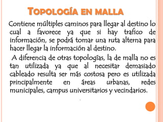 TOPOLOGIA EN ARBOL O JERARQUICADANIELEs una red completamente distribuida. Una red jerárquica representa una red en donde las computadoras alimentan de información a otras computadoras que a su vez alimentan a otras. Las computadoras que se utilizan como dispositivos remotos pueden tener recursos de procesamiento independiente y recurren a los recursos en niveles superiores e inferiores conforme se requiere información u otros recursos. 