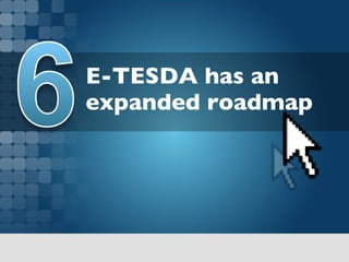 E-TESDA has an
expanded roadmap 	

 