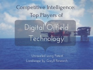 Competitive Intelligence: 
Top Players of
Digital Oilfield
Technology
Unraveled using Patent
Landscape by GreyB Research.
 