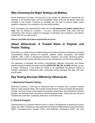 Top Polymer and Plastic Testing Lab in India.pdf