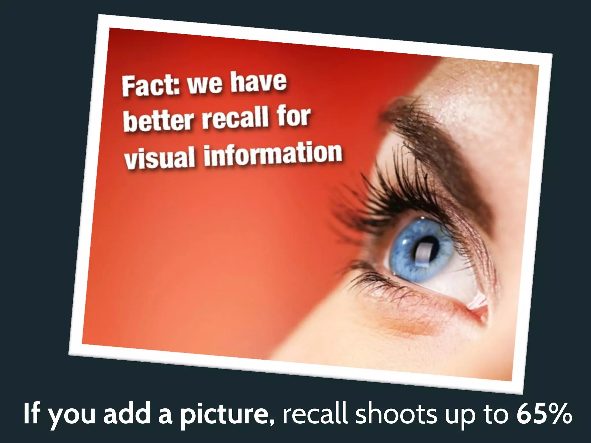 If you add a picture, recall shoots up to 65%
 