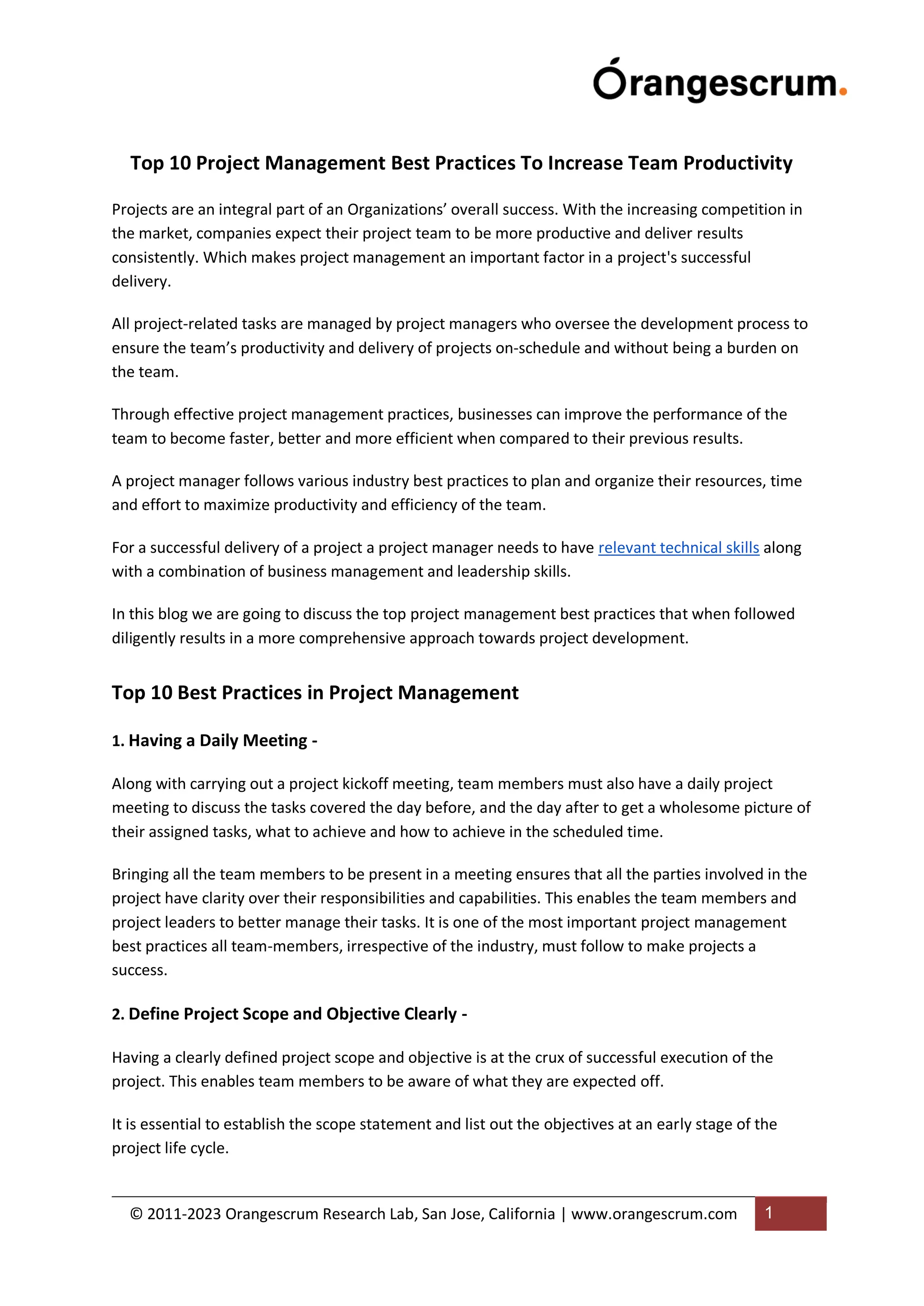 Top project management best practices pdf