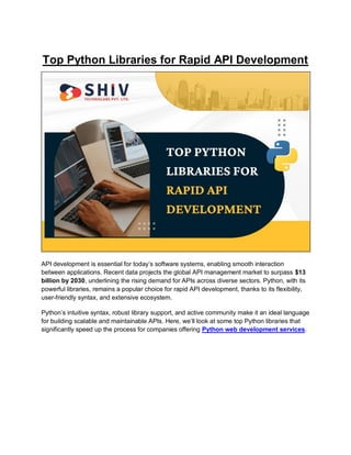 Selecting the Right Python Library for Fast API Solutions | PDF