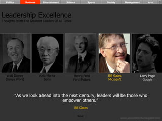 <ul><li>“ As we look ahead into the next century, leaders will be those who empower others.”  </li></ul><ul><li>Bill Gates...