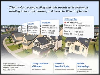 Zillow – Connecting willing and able agents with customers needing to buy, sell, borrow, and invest in Zillions of homes.