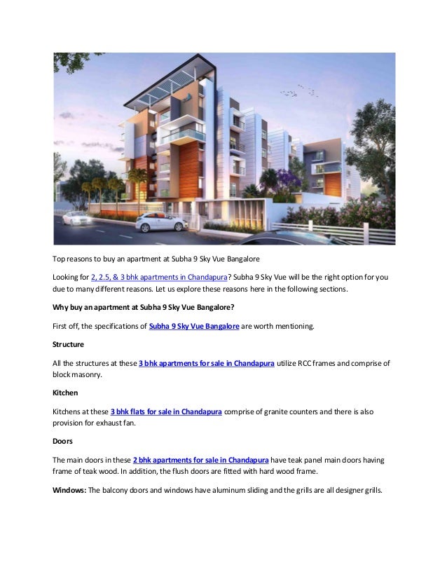Top Reasons To Buy An Apartment At Subha 9 Sky Vue Bangalore
