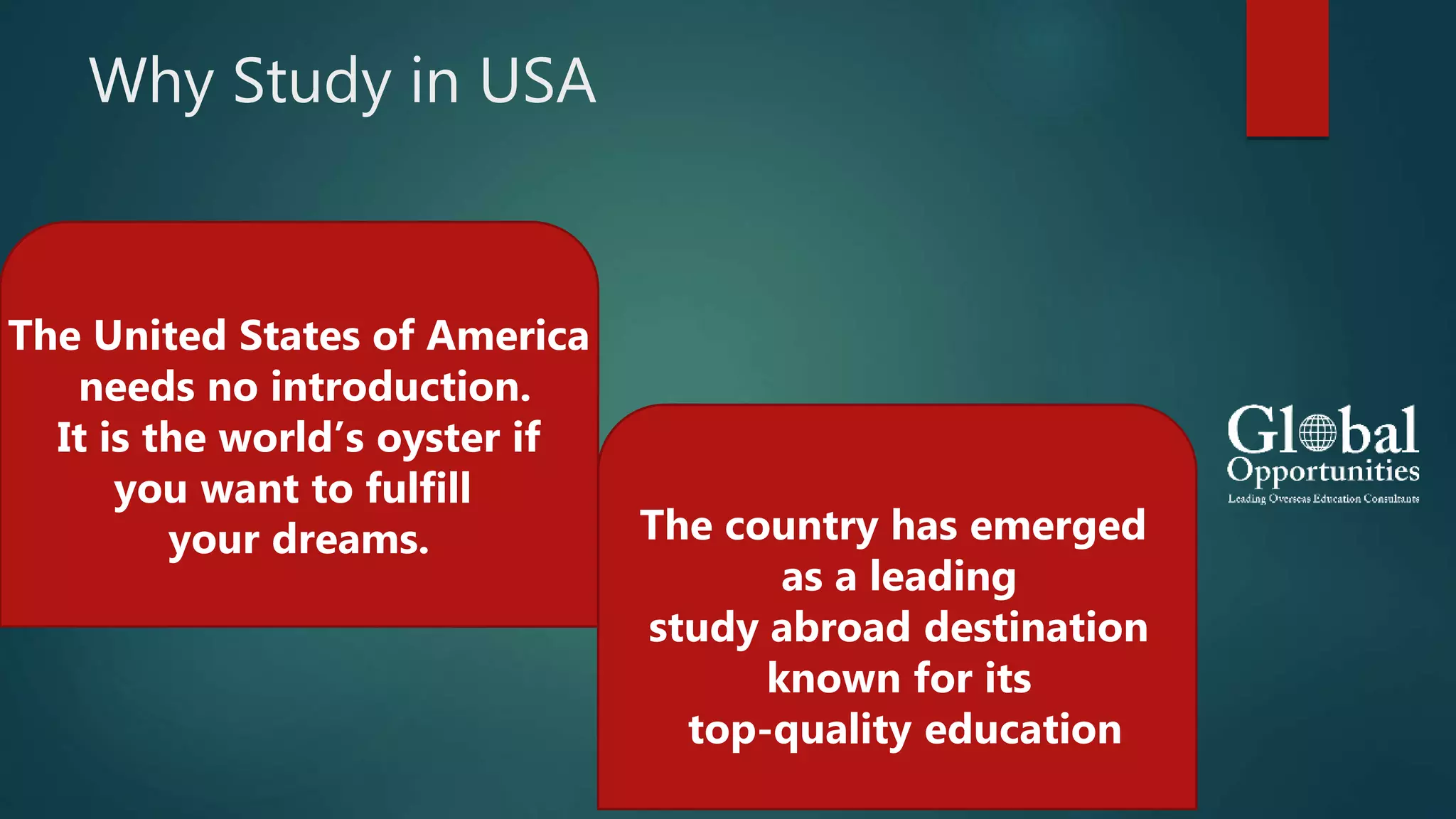 Top Reasons To Study In USA | PPTX