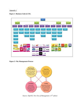 Appendix 1
Figure 1- Business Units in USL
Figure 2- The Management Process
Source- Daft R.L New Era of Management ,11th
edition
 
