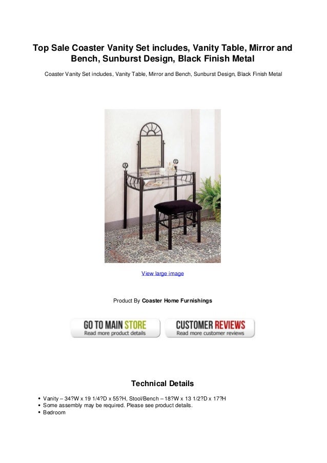 Top Sale Coaster Vanity Set Includes Vanity Table Mirror And Bench Su