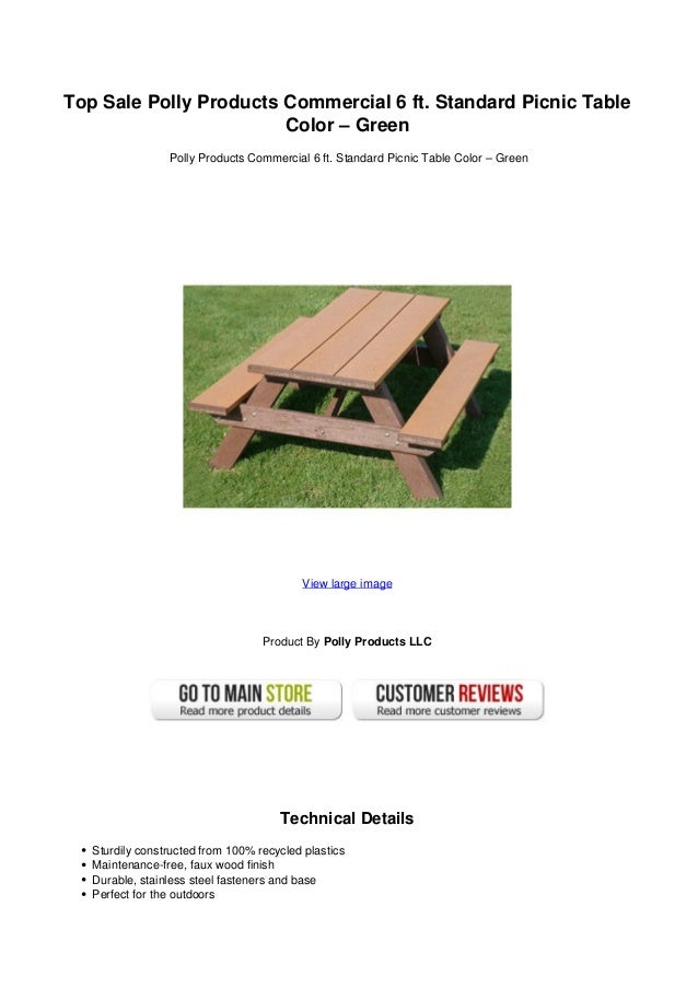 Top Sale Polly Products Commercial 6 Ft Standard Picnic Table Color