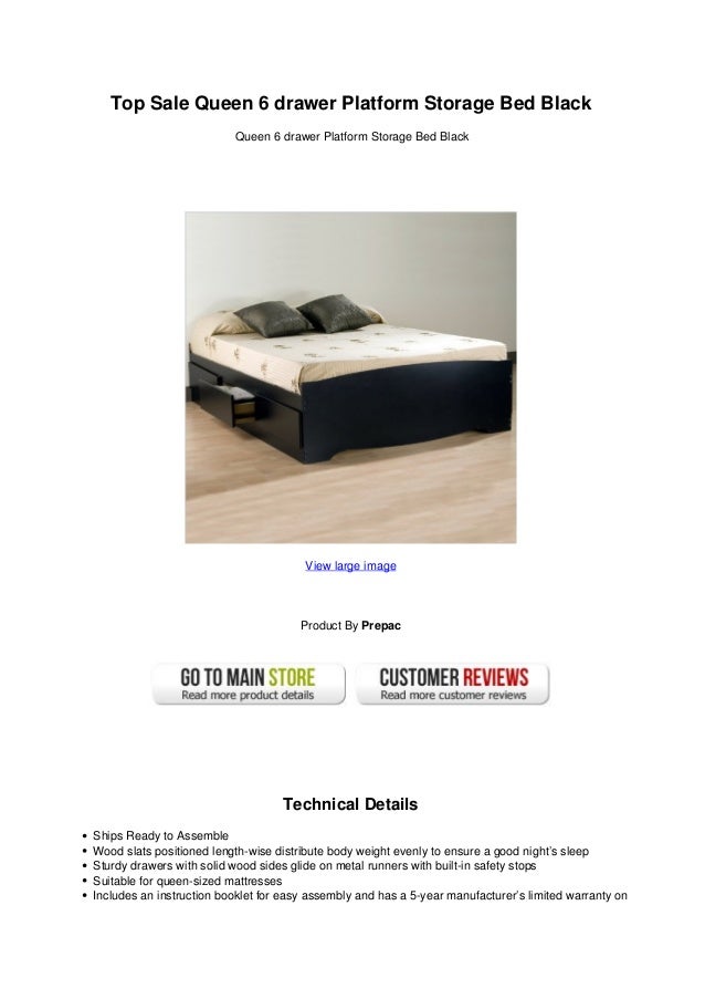 Top Sale Queen 6 Drawer Platform Storage Bed Black