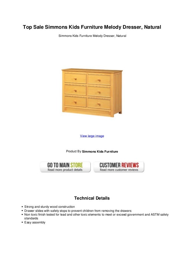 Top Sale Simmons Kids Furniture Melody Dresser Natural