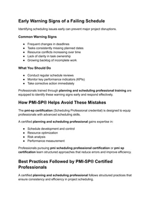 Top Scheduling Mistakes and How to Avoid Them | PMI-SP® Guide | PDF