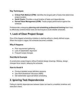 Top Scheduling Mistakes and How to Avoid Them | PMI-SP® Guide | PDF