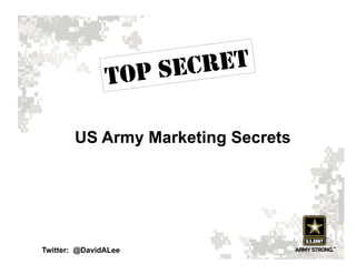 TOP SEC RET

        US Army Marketing Secrets




Twitter: @DavidALee
 