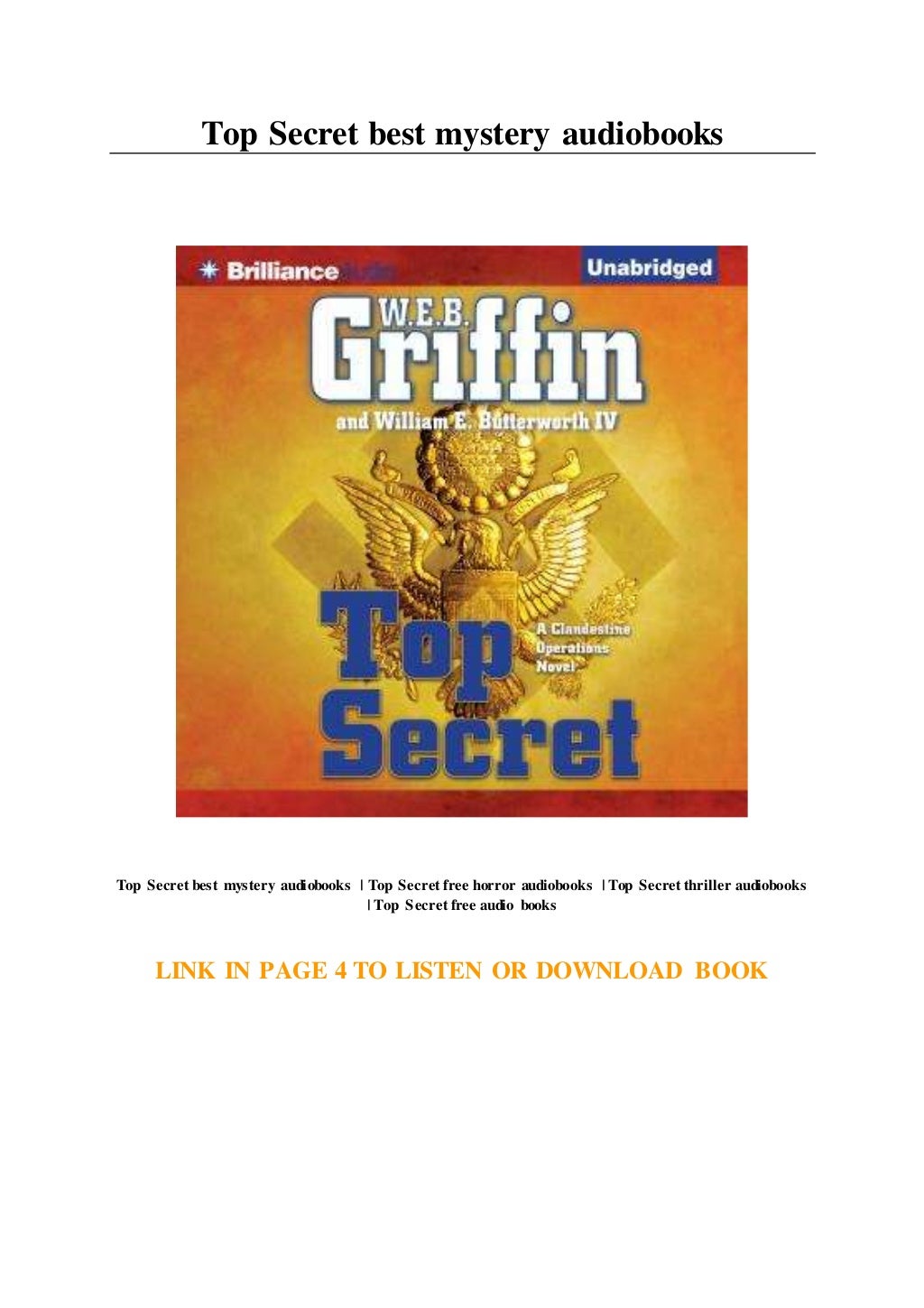 Top Secret best mystery audiobooks