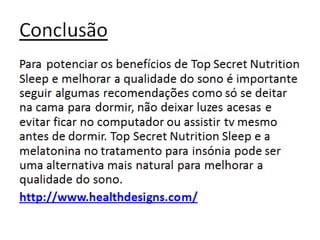 Top secret nutrition sleep