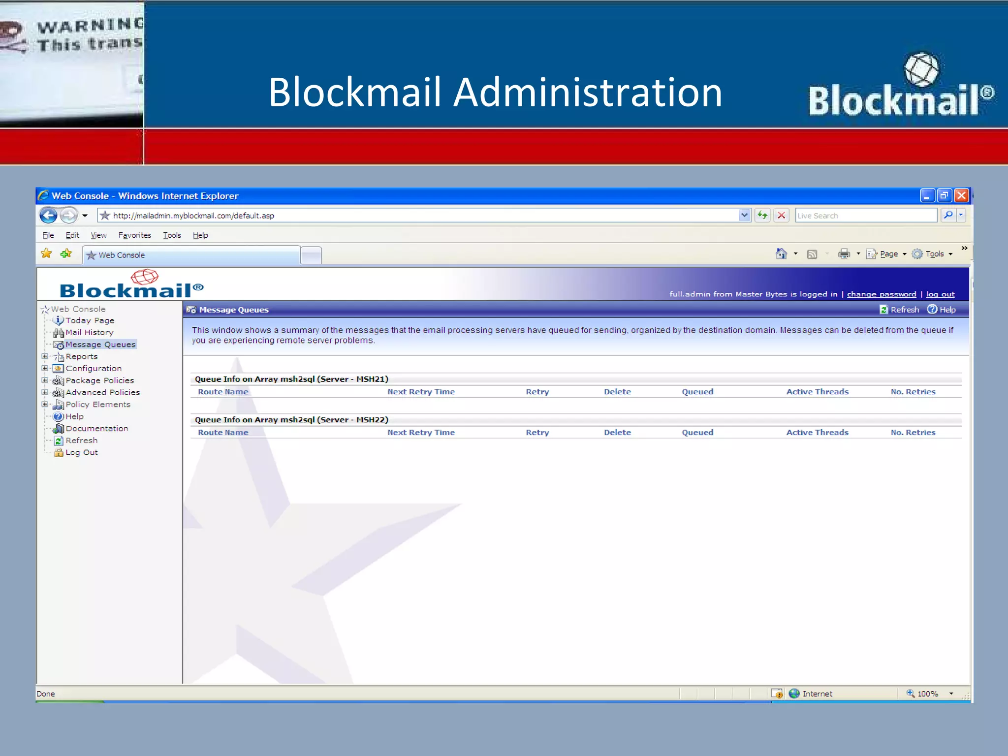Blockmail Administration 