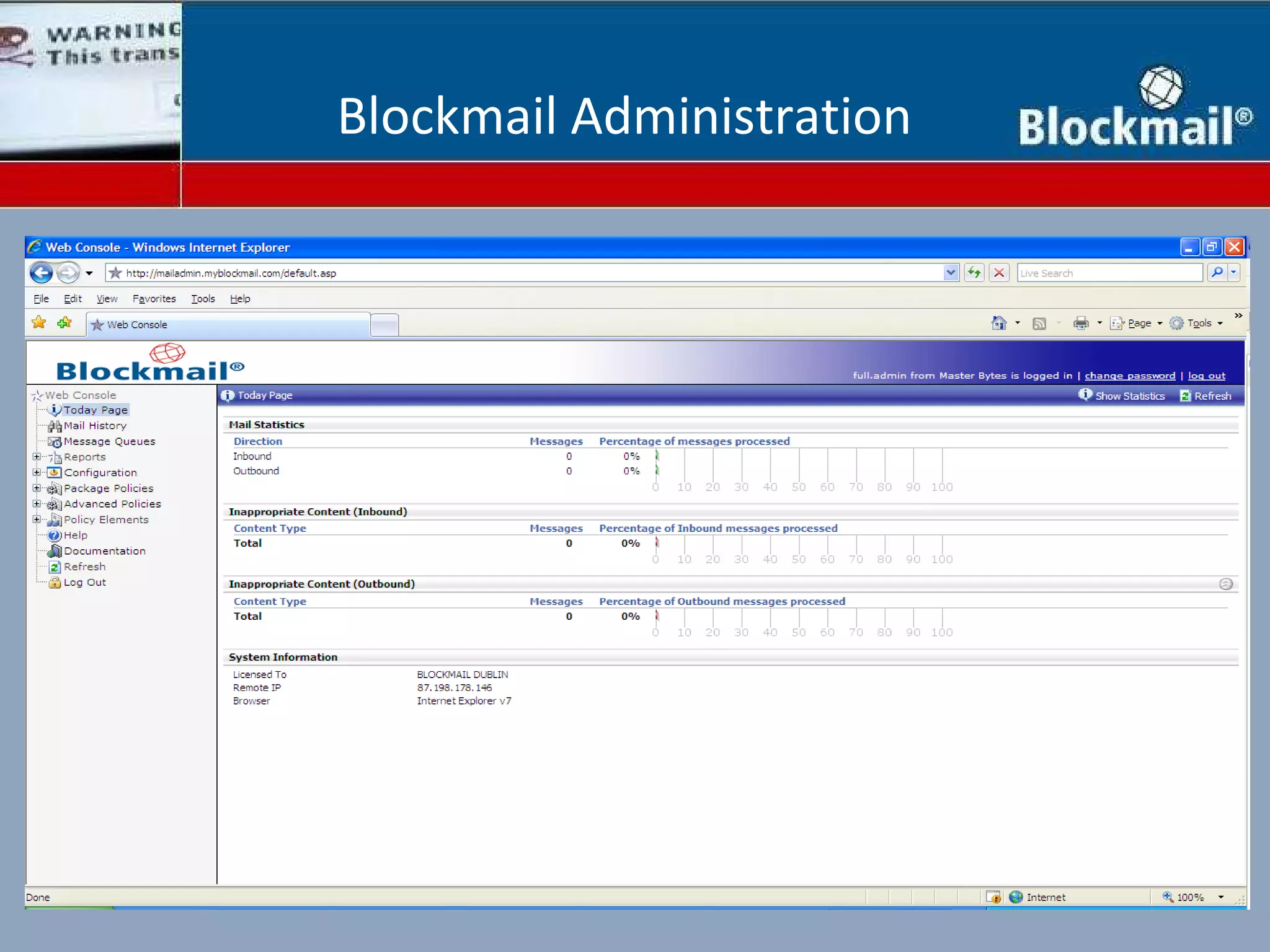 Blockmail Administration 