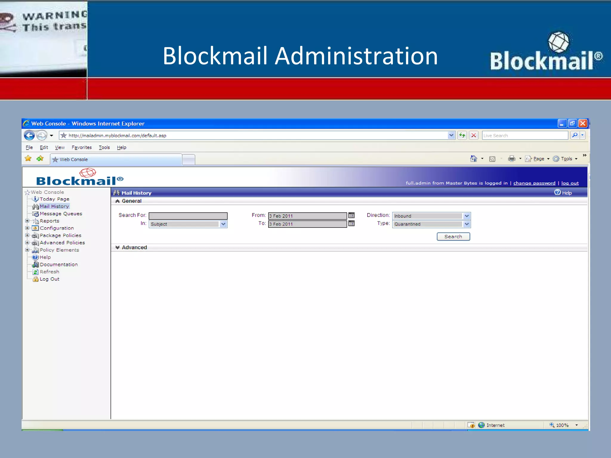 Blockmail Administration 
