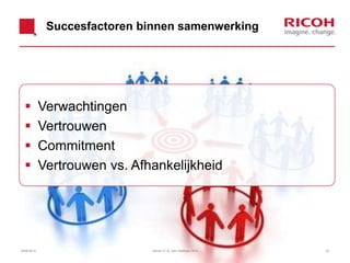 Succesfactoren binnen samenwerking
 Verwachtingen
 Vertrouwen
 Commitment
 Vertrouwen vs. Afhankelijkheid
26/06/2013 22Version: [1.0] John Veldhoen NEVI
 